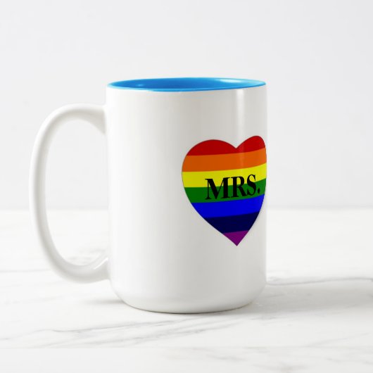 Frau Regenbogen-Herz-Tasse Zweifarbige Tasse (Links)