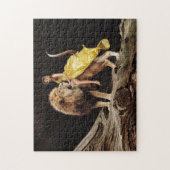 FRAU REITEN EINE LION FANTASY JIGSAW PUZZLE (Vertikal)