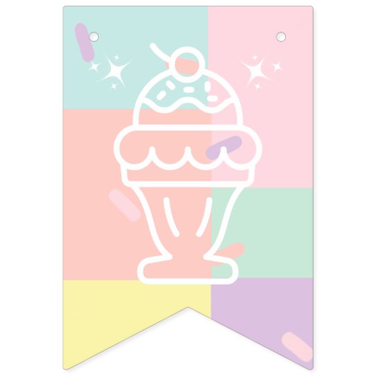 Frau Retro Ice Cream Brautparty Wimpelkette (Erste Fahne)