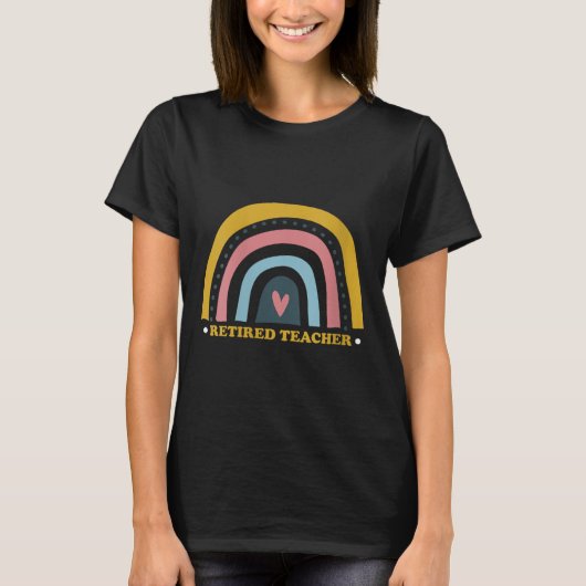Frau Retro-Regenbogen-Nachwuchslehrerin mit Herzen T-Shirt (Vorderseite)