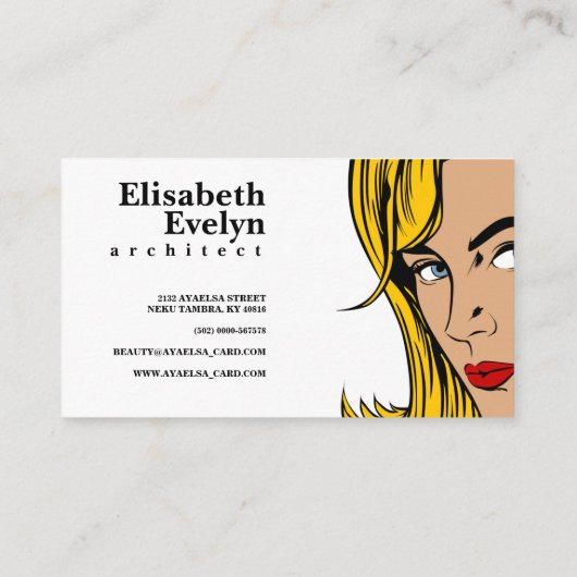 Frau Retro Visitenkarte (Rückseite)