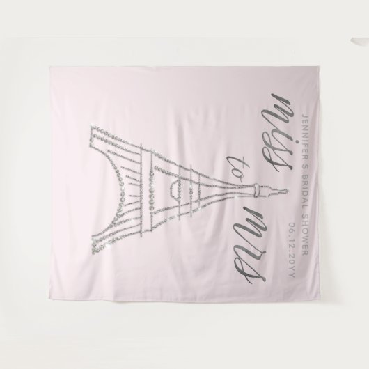 Frau Rhinestones Eiffel Pink Bridal Hintergrund Wandteppich (Vorderseite (Horizontal))