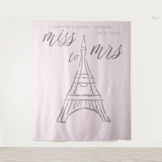 Frau Rhinestones Eiffel Pink Bridal Hintergrund Wandteppich (Vorderseite)