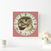 Frau riecht Blume römische Zahl Quadratische Wanduhr (Zuhause)