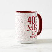 Frau Right Fun 40th Wedding Anniversary Ruby Heart Tasse (VorderseiteRechts)