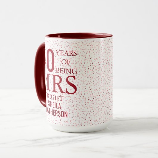 Frau Right Fun 40th Wedding Anniversary Ruby Heart Tasse (Vorderseite Links)