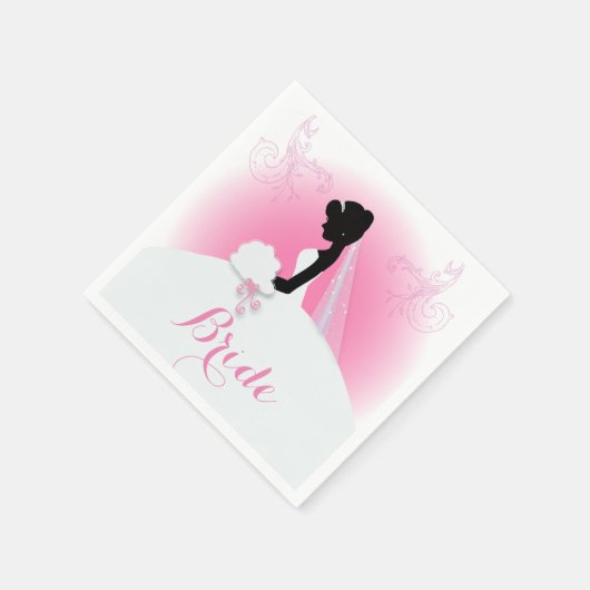 Frau Right Pink Silhouette Brautparty Serviette (Ecke)