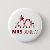 Frau Right Red Wedding Ring Fett Funny Typografy Button (Vorderseite)