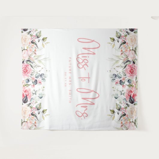 Frau Rosa Floral Brautparty Hintergrund Wandteppich (Vorderseite (Horizontal))