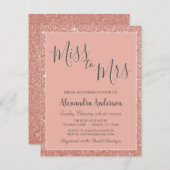 Frau Rose Gold Glitzer Brautparty Einladung (Vorne/Hinten)