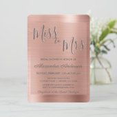 Frau Rose Gold | Rosa Brautparty Einladung (Stehend Vorderseite)