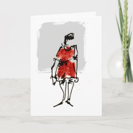 Frau rotes Kleid Feliz Cumpleanos Geburtstagskarte Karte