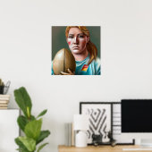Frau Rugby Player - Rugby-Malerei Poster (Heimbüro)