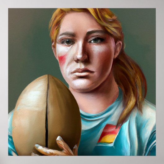 Frau Rugby Player - Rugby-Malerei Poster (Vorne)