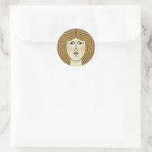 Frau Runder Aufkleber (Tasche)