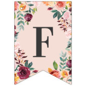 Frau Rustic Pink Fall Floral Brautparty Wimpelkette (Erste Fahne)