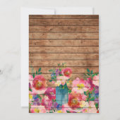 Frau Rustic Pink Floral Wood Mason Jar Wedding Einladung (Rückseite)