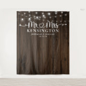 Frau Rustic String Lights Wedding Backdrop Wandteppich (Vorderseite)