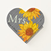 Frau Rustic Wood Grey Yellow Sunflower Notizblock (Rückseite)