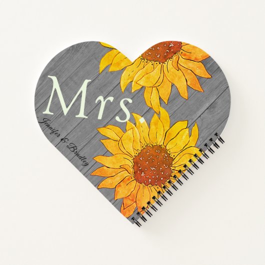 Frau Rustic Wood Grey Yellow Sunflower Notizblock (Rückseite)