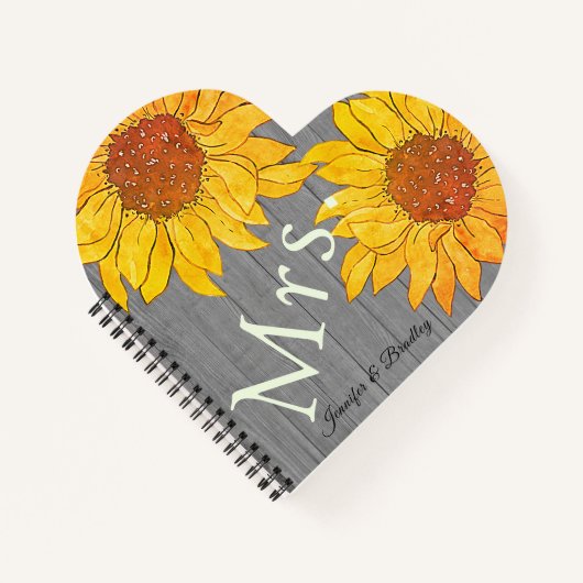 Frau Rustic Wood Grey Yellow Sunflower Notizblock (Vorderseite)