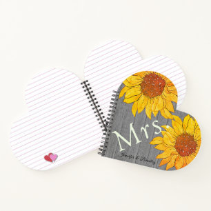 Frau Rustic Wood Grey Yellow Sunflower Notizblock