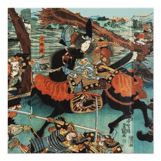 FRAU SAMURAI TOMOE GOZEN HORSEBACK IM KAMPF POSTER (Vorderseite)