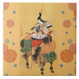 FRAU SAMURAI TOMOE GOZEN HORSEBACK japanische Kuns Fliese