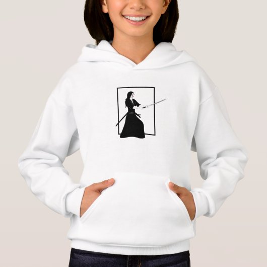 Frau Samurai Warrior mit Schwert Hoodie (Vorderseite)