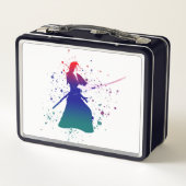 Frau Samurai Warrior mit Schwert Metall Brotdose (Rückseite)