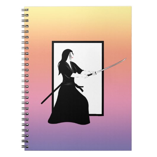 Frau Samurai Warrior mit Schwert Notizblock (Vorderseite)