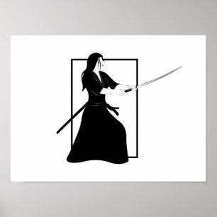 Frau Samurai Warrior mit Schwert Poster