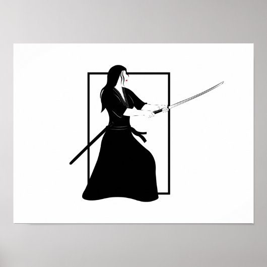 Frau Samurai Warrior mit Schwert Poster (Vorne)