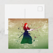 Frau Samurai Warrior mit Schwert Postkarte (Vorne/Hinten)