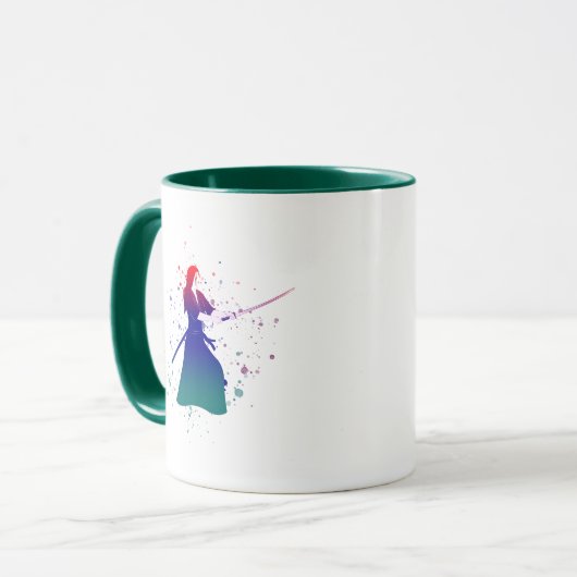 Frau Samurai Warrior mit Schwert Tasse (Vorderseite Links)