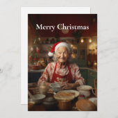 Frau Santa Baking Cake Feiertagskarte (Vorne/Hinten)