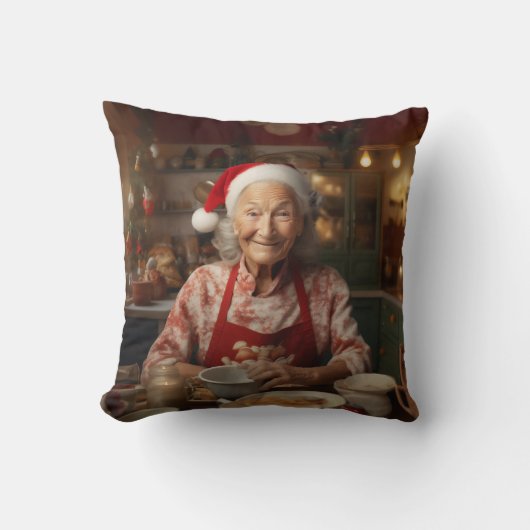 Frau Santa Baking Cake Kissen (Vorderseite)