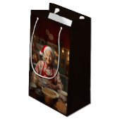 Frau Santa Baking Cake Kleine Geschenktüte (Rückseite Schrägansicht)