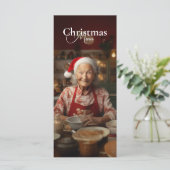 Frau Santa Baking Cake Menükarte (Stehend Vorderseite)