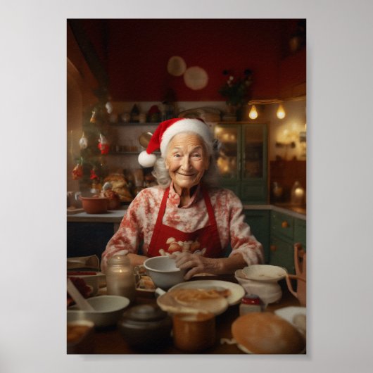Frau Santa Baking Cake Poster (Vorne)