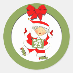 Frau Santa Runner Racing Runder Aufkleber