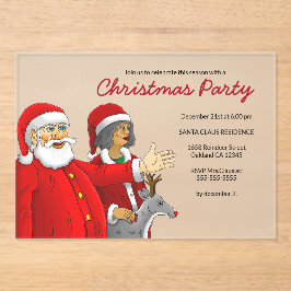 Frau Santa und Santas Weihnachtsfeier Acryleinladungen