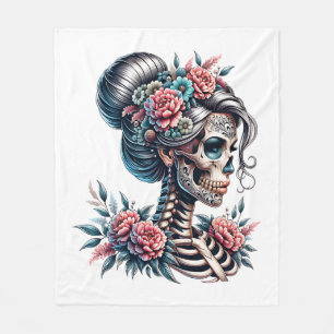 Frau Schädel Dia De Los Muertos Skelett Fleecedecke