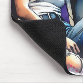 Frau schläft in der U-Bahn und hört Musik Mousepad (Ecke)