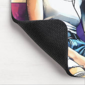 Frau schläft in der U-Bahn und hört Musik Mousepad (Ecke)