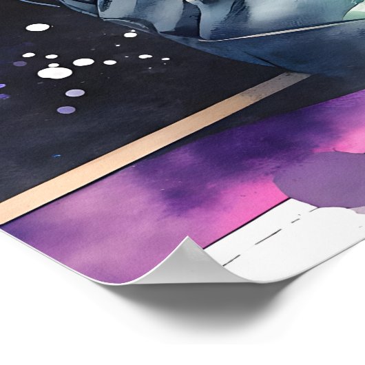 Frau schläft in der U-Bahn und hört Musik Poster (Ecke)