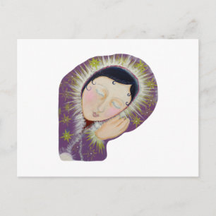 Frau schläft. postkarte