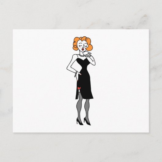 Frau schlägt einen Kuss Postkarte (Vorderseite)