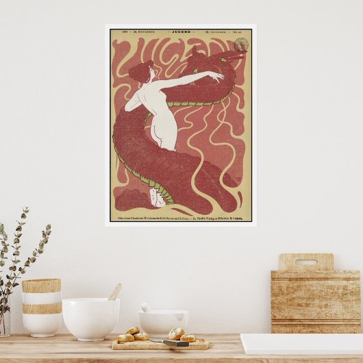 Frau & Schlange - Jugendstil - Jugend Poster (Küche)