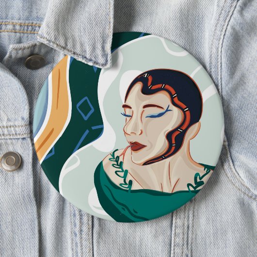 Frau Schlange - Schlangenkopfmutter Button (Beispiel)